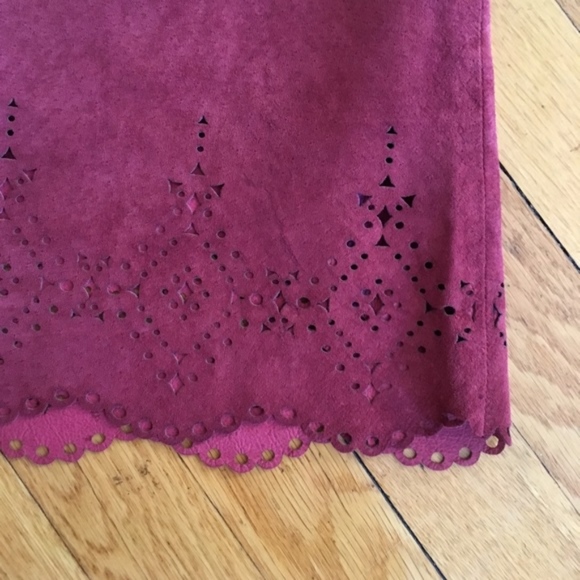 Anthropologie Maeve Napa Lazer-cut Suede Skirt - Picture 7 of 7